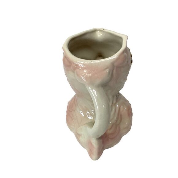 VIntage 1950's Shawnee Ceramic PInk Bird Owl Chick PItcher Creamer 6"  Gold Trim - Picture 3 of 10